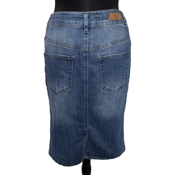NEW Yest Side Stripe Denim Skirt Women's Size 6 Blue Med‎ Wash Stretch Pockets - Picture 2 of 10